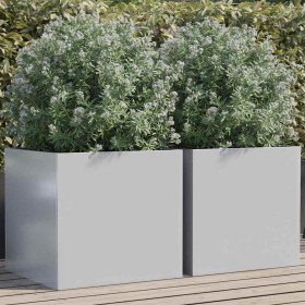 Jardineras 2 unidades acero galvanizado plateado 49x47x46 cm en Macetas y jardineras | Comprar online en Foru.es
