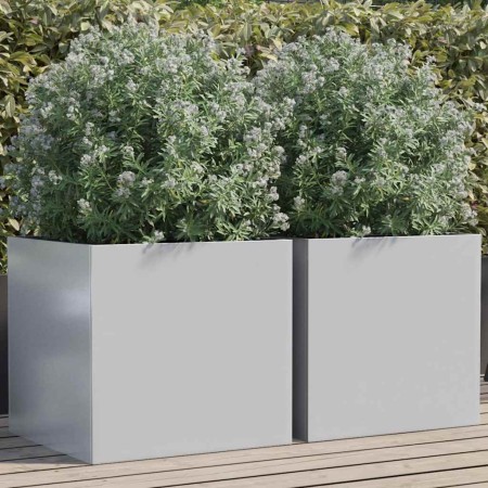 Jardineras 2 unidades acero galvanizado plateado 49x47x46 cm en Macetas y jardineras | Comprar online en Foru.es