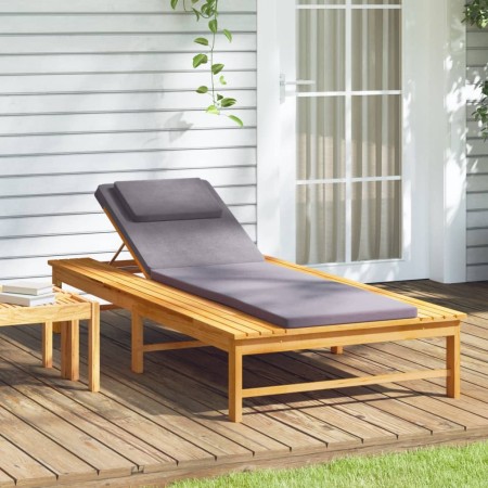 Tumbona con cojín gris oscuro y almohada madera maciza acacia de vidaXL, Tumbonas - Ref: Foro24-362154, Precio: 177,92 €, Des...