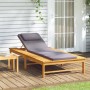 Tumbona con cojín gris oscuro y almohada madera maciza acacia de vidaXL, Tumbonas - Ref: Foro24-362154, Precio: 177,92 €, Des...