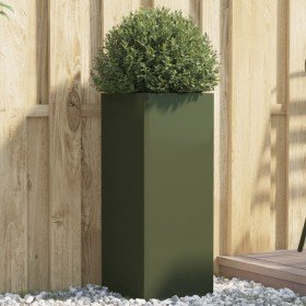 Jardinera acero verde oliva 32x29x75 cm en Macetas y jardineras | Comprar online en Foru.es