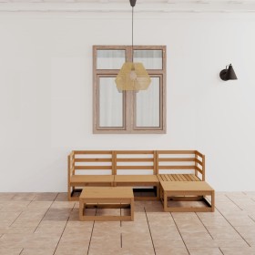 Muebles de jardín 5 piezas marrón miel madera maciza de pino en Conjuntos de jardín | Comprar online en Foru.es