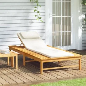 Liege mit cremeweißem Kissen und Kissen aus massivem Akazienholz von vidaXL, Liegen - Ref: Foro24-362155, Preis: 162,38 €, Ra...