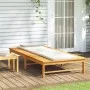 Tumbona con cojín blanco crema y almohada madera maciza acacia de vidaXL, Tumbonas - Ref: Foro24-362155, Precio: 162,38 €, De...