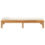 Tumbona con cojín blanco crema y almohada madera maciza acacia de vidaXL, Tumbonas - Ref: Foro24-362155, Precio: 219,14 €, De...