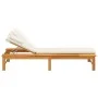 Tumbona con cojín blanco crema y almohada madera maciza acacia de vidaXL, Tumbonas - Ref: Foro24-362155, Precio: 162,38 €, De...
