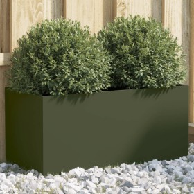 Jardinera acero verde oliva 62x30x29 cm en Macetas y jardineras | Comprar online en Foru.es