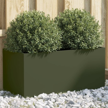 Jardinera acero verde oliva 62x30x29 cm en Macetas y jardineras | Comprar online en Foru.es
