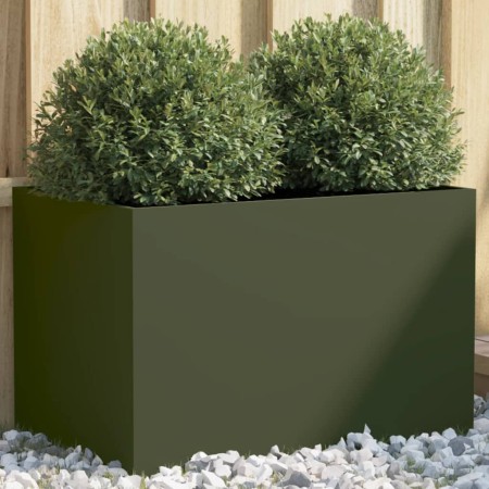 Jardinera acero verde oliva 62x40x39 cm en Macetas y jardineras | Comprar online en Foru.es