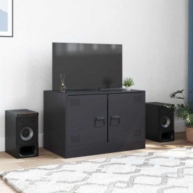 Mueble para TV de acero negro 67x39x44 cm en Muebles TV | Comprar online en Foru.es