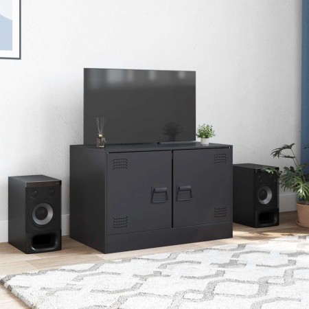 Mueble para TV de acero negro 67x39x44 cm en Muebles TV | Comprar online en Foru.es