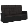 Banco jardín reclinable y cojines ratán sintético negro 173 cm de vidaXL, Bancos de jardín - Ref: Foro24-362183, Precio: 232,...