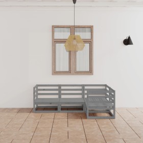 Juego de muebles de jardín 4 piezas gris madera maciza de pino en Conjuntos de jardín | Comprar online en Foru.es