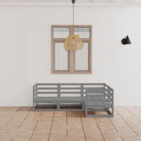 Juego de muebles de jardín 4 piezas gris madera maciza de pino en Conjuntos de jardín | Comprar online en Foru.es