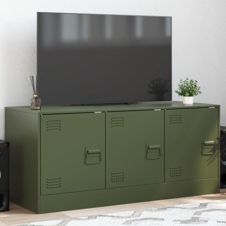 Mueble de TV de acero verde oliva 99x39x44 cm en Muebles TV | Comprar online en Foru.es