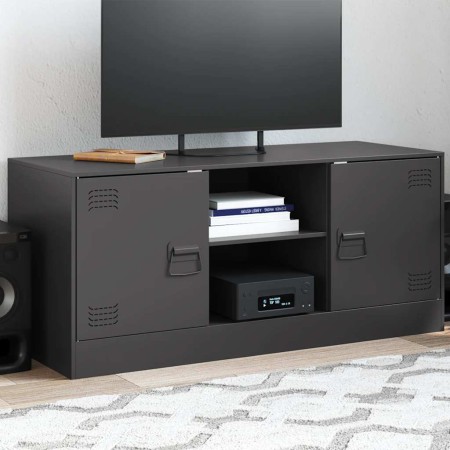 Mueble para TV de acero negro 99x39x44 cm en Muebles TV | Comprar online en Foru.es