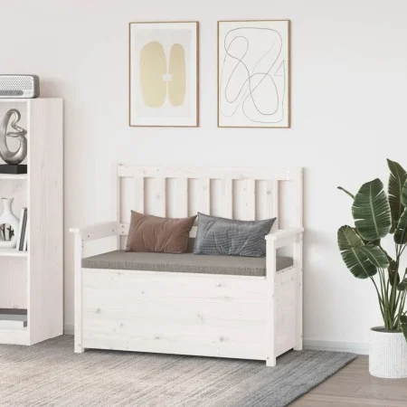 Bank aus massivem weißem Kiefernholz, 112,5 x 51,5 x 96,5 cm von vidaXL, Banken - Ref: Foro24-823560, Preis: 143,51 €, Rabatt: %