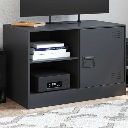 Mueble para TV de acero negro 67x39x44 cm en Muebles TV | Comprar online en Foru.es