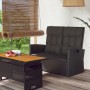 Banco jardín reclinable y cojines ratán sintético negro 118 cm de vidaXL, Bancos de jardín - Ref: Foro24-362185, Precio: 190,...