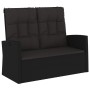 Banco jardín reclinable y cojines ratán sintético negro 118 cm de vidaXL, Bancos de jardín - Ref: Foro24-362185, Precio: 190,...