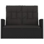 Banco jardín reclinable y cojines ratán sintético negro 118 cm de vidaXL, Bancos de jardín - Ref: Foro24-362185, Precio: 190,...