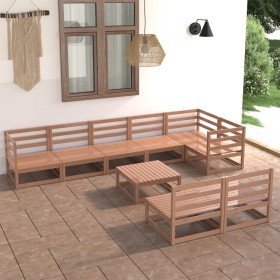 Muebles de jardín 9 piezas marrón miel madera maciza de pino en Conjuntos de jardín | Comprar online en Foru.es