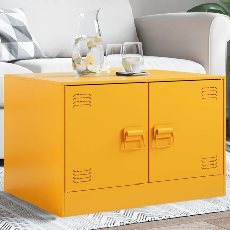 Mesa de centro de acero amarillo mostaza 67x50x44 cm en Mesas de centro | Comprar online en Foru.es