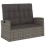 Banco jardín reclinable y cojines ratán sintético gris 118 cm de vidaXL, Bancos de jardín - Ref: Foro24-362186, Precio: 224,2...