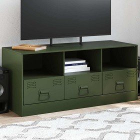 Mueble de TV de acero verde oliva 99x39x44 cm en Muebles TV | Comprar online en Foru.es