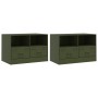 Muebles para TV 2 unidades acero verde oliva 67x39x44 cm en Muebles TV | Comprar online en Foru.es