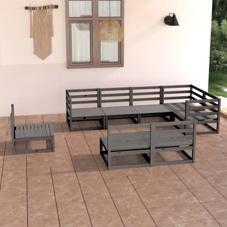 Muebles de jardín 8 piezas gris madera de pino maciza en Conjuntos de jardín | Comprar online en Foru.es