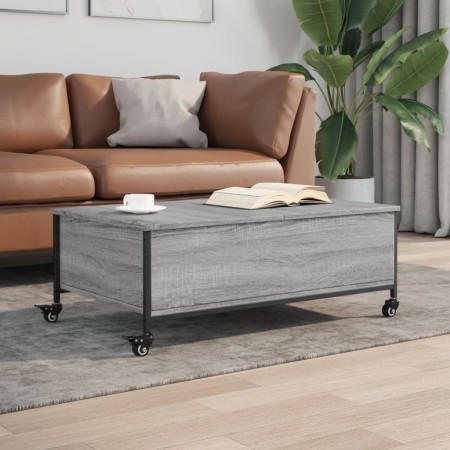 Mesa de centro con ruedas madera ingeniería gris 91x55x34 cm en Mesas de centro | Comprar online en Foru.es