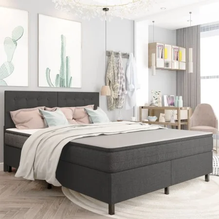 Cama box spring tela gris oscuro 180x200 cm de vidaXL, Camas y somieres - Ref: Foro24-3054796, Precio: 689,20 €, Descuento: %