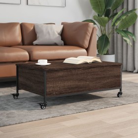 Mesa de centro con ruedas madera ingeniería marrón 91x55x34 cm en Mesas de centro | Comprar online en Foru.es