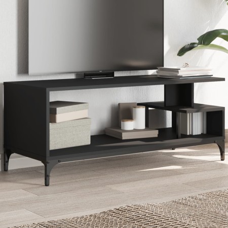 Mueble de TV madera de ingeniería y acero negro 102x40x41 cm en Muebles TV | Comprar online en Foru.es