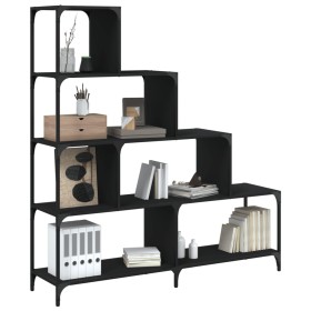 Librería con 4 peldaños madera ingeniería negro 139x33,5x149 cm en Librerías y estanterías | Comprar online en Foru.es