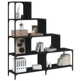 Librería con 4 peldaños madera ingeniería negro 139x33,5x149 cm en Librerías y estanterías | Comprar online en Foru.es