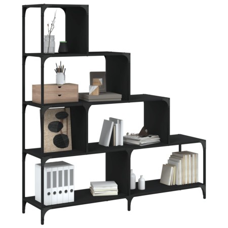 Librería con 4 peldaños madera ingeniería negro 139x33,5x149 cm en Librerías y estanterías | Comprar online en Foru.es