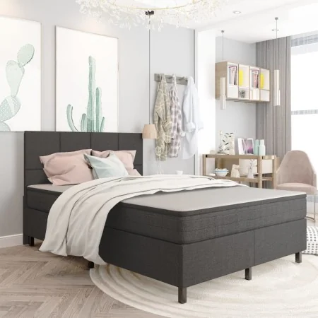 Cama box spring tela gris oscuro 180x200 cm de vidaXL, Camas y somieres - Ref: Foro24-3054800, Precio: 677,78 €, Descuento: %