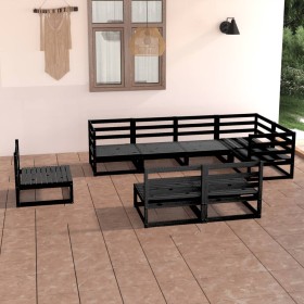 Juego de muebles de jardín 8 piezas negro madera maciza pino en Conjuntos de jardín | Comprar online en Foru.es