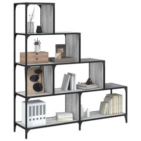 Librería con 4 peldaños madera gris Sonoma 139x33,5x149 cm en Librerías y estanterías | Comprar online en Foru.es