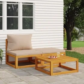 3-piece garden furniture set with acacia wood cushions by vidaXL, Modular outdoor sofas - Ref: Foro24-360001, Price: 243,34 €...