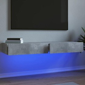 Mueble de TV con luces LED 2 uds gris hormigón 60x35x15,5 cm en Muebles TV | Comprar online en Foru.es