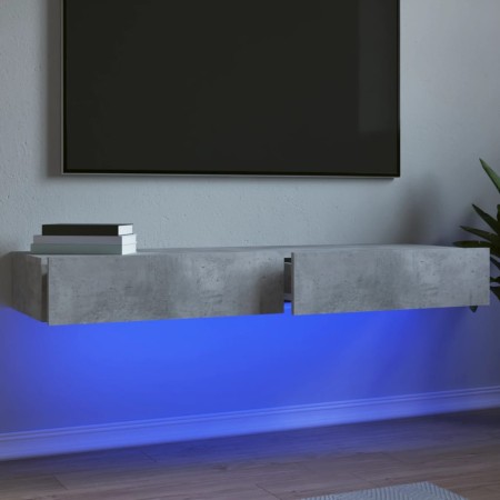 Mueble de TV con luces LED 2 uds gris hormigón 60x35x15,5 cm en Muebles TV | Comprar online en Foru.es
