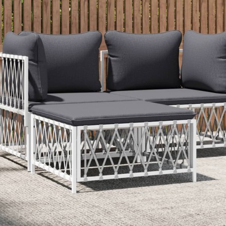 Taburete de jardín con cojín tela tejida blanco de vidaXL, Sofás modulares de exterior - Ref: Foro24-364140, Precio: 33,41 €,...