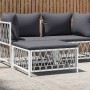 Taburete de jardín con cojín tela tejida blanco de vidaXL, Sofás modulares de exterior - Ref: Foro24-364140, Precio: 33,41 €,...