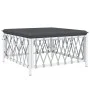 Taburete de jardín con cojín tela tejida blanco de vidaXL, Sofás modulares de exterior - Ref: Foro24-364140, Precio: 32,84 €,...