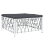 Taburete de jardín con cojín tela tejida blanco de vidaXL, Sofás modulares de exterior - Ref: Foro24-364140, Precio: 33,41 €,...