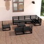 Juego de muebles de jardín 9 piezas negro madera maciza de pino en Conjuntos de jardín | Comprar online en Foru.es