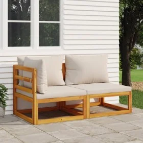 Garden sofas 2 pieces with solid acacia wood cushions by vidaXL, Modular outdoor sofas - Ref: Foro24-360010, Price: 237,62 €,...